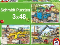 Puzzle 3 x 48 el. Pojazdy budowlane