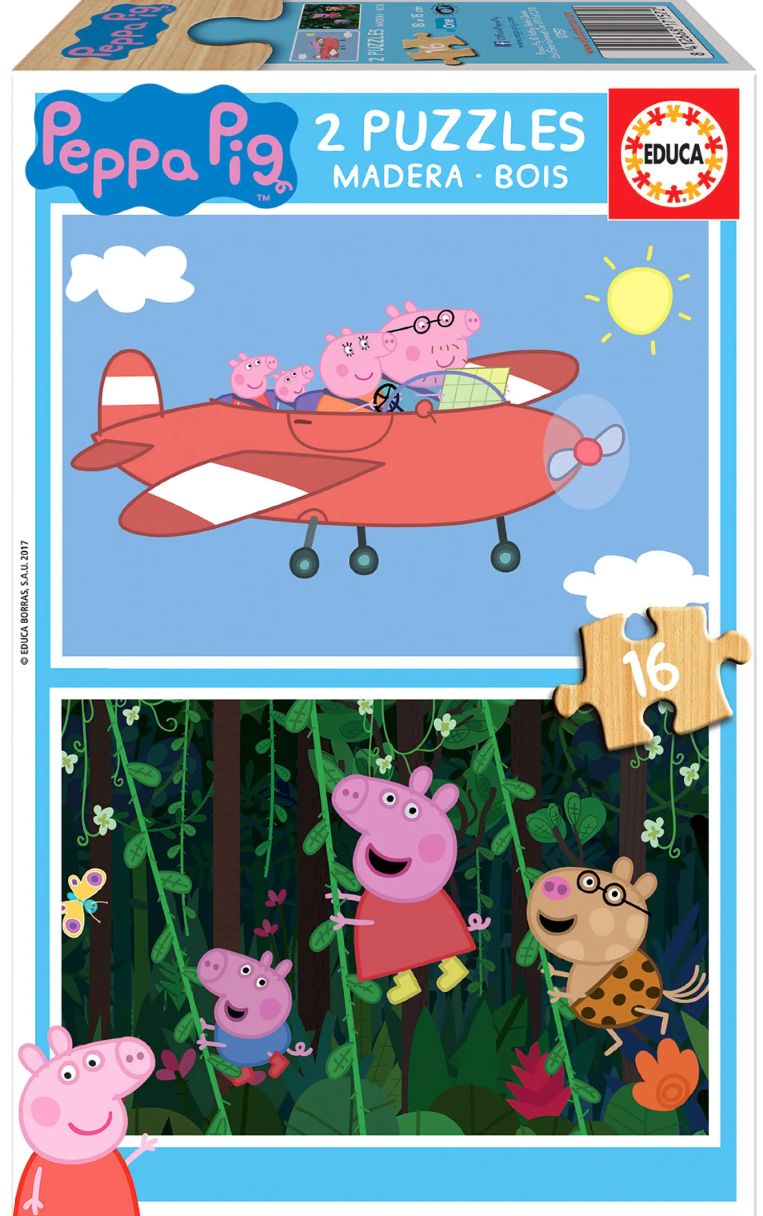 Puzzle 2 x 16 el. Świnka Peppa (drewniane)