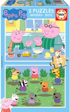 Puzzle 2 x 25 el. Świnka Peppa (drewniane)