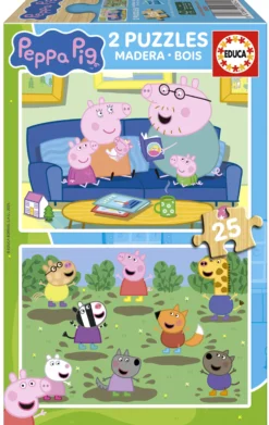 Puzzle 2 x 25 el. Świnka Peppa (drewniane)