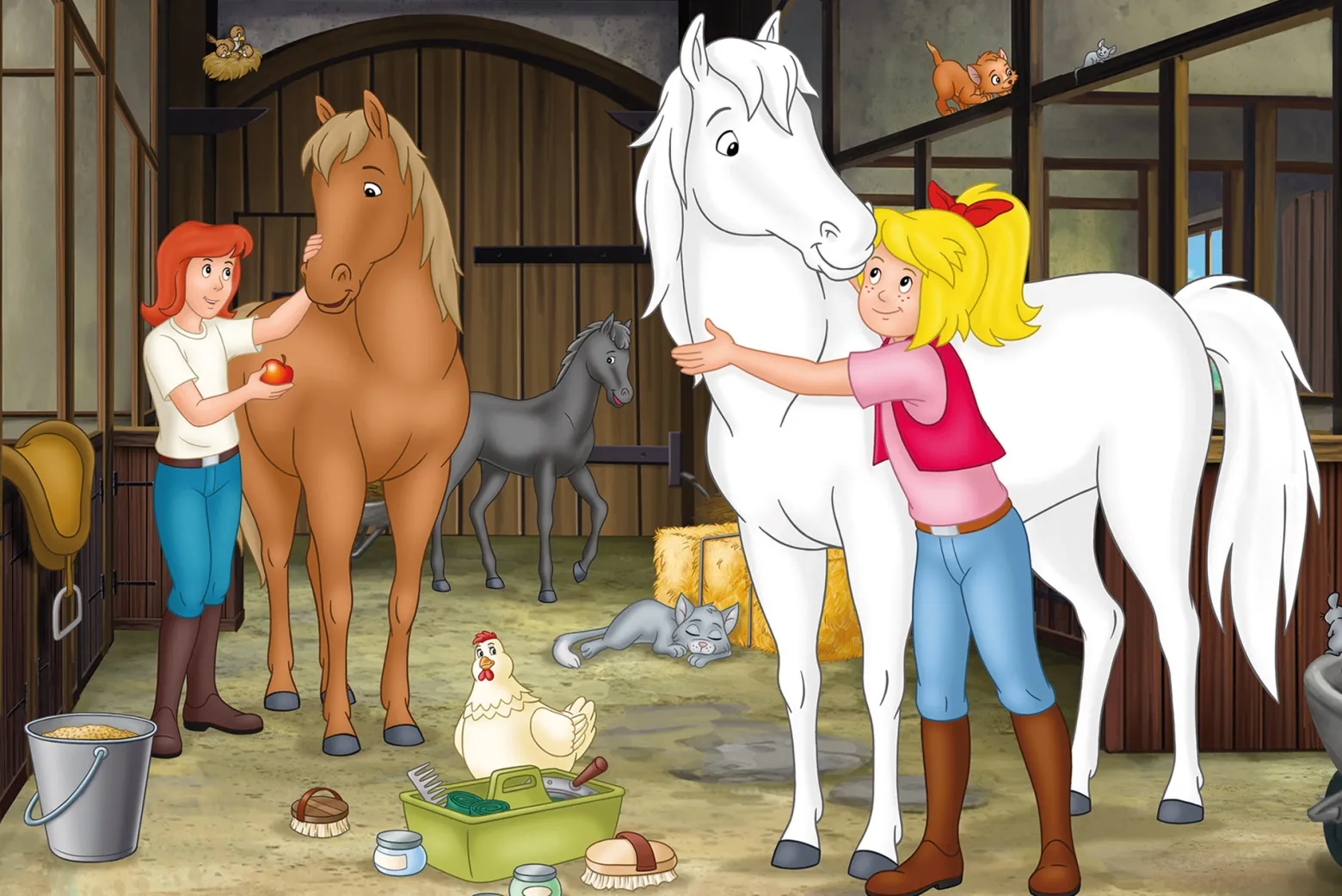 Puzzle 2 x 100 el. + 2 x 150 el. W WALIZCE - Bibi & Tina