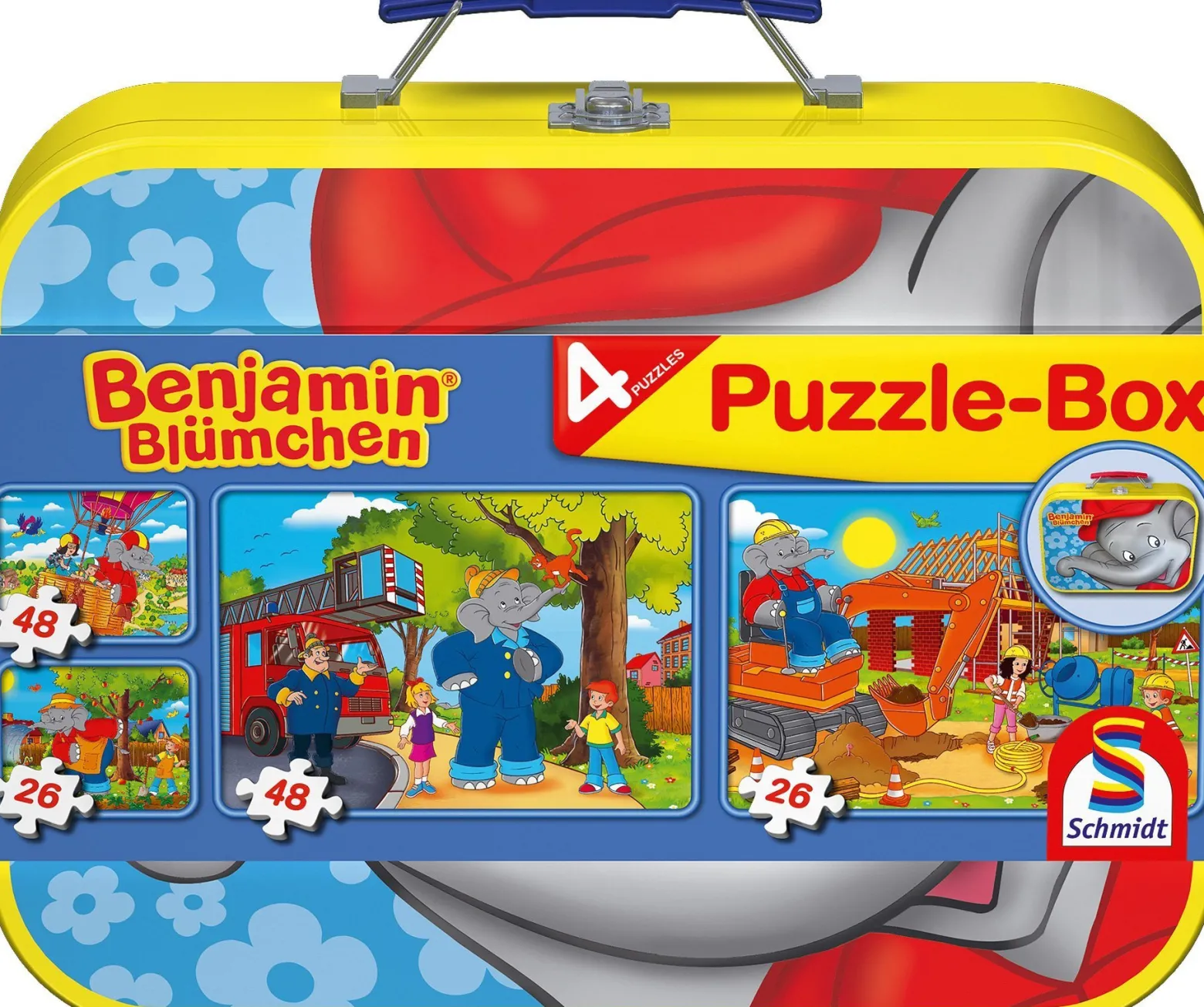 Puzzle 2 x 26 el. + 2 x 48 el. W WALIZCE - Słoń Benjamin