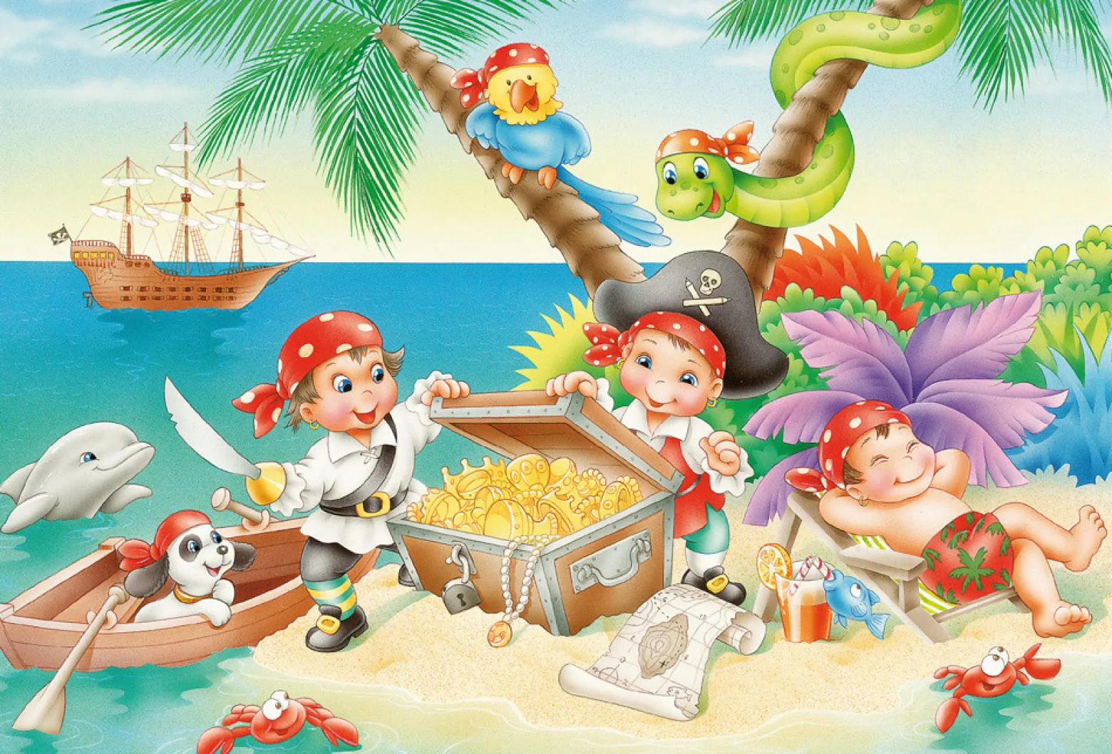 Puzzle 3 x 48 el. Załoga piracka