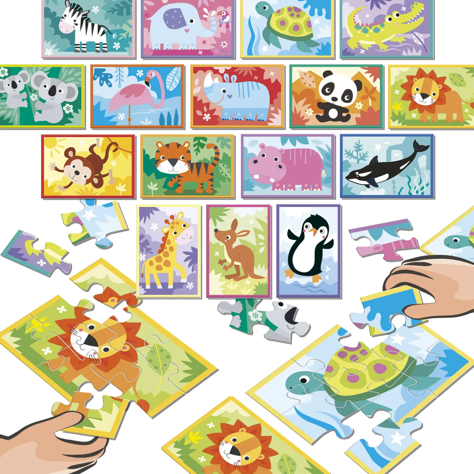 Puzzle 16 x 9 el. Zwierzęta